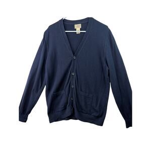 LL Bean Women’s V-Neck Button Cardigan – Navy – Size L